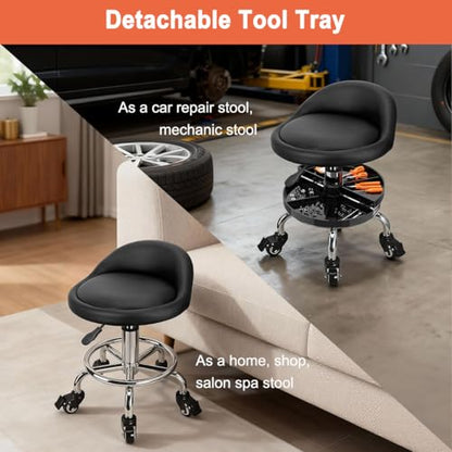 JOSTZHXIN Garage Mechanic Stool Chair Rolling Shop Chair, Height Adjustable Garage Shop Seat, Low Stools with Storage Tray, Rolling Stool for Salon SPA Tattoo (Style 2) - style: Style 2