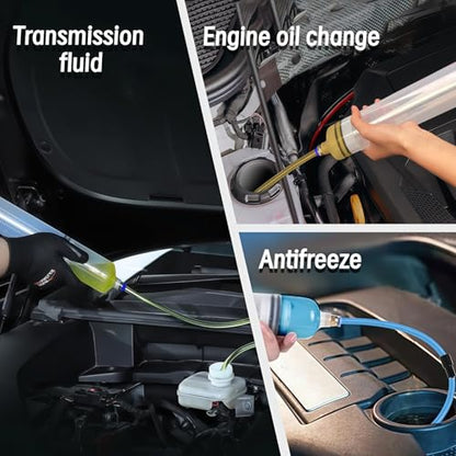 500CC Fluid Extractor Pump Kit with 28" Soft Hose & Two 12" Extension Tubes | Brake Fluid Manual Oil Change & Fill Syringe, Oil Syringe Powerful Suction Pump for Cars, Boats, Lawn Mowers, Golf Carts
