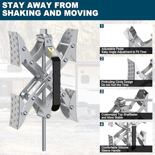 RV X Chocks Wheel Stabilizer for Travel Trailers, 2 Pack RV X-Shaped Wheel Chocks Open 2'' to 10'', Camper RV Tire Chock Stabilizers Locking Chock with Wrench for Travel Trailer Accessories