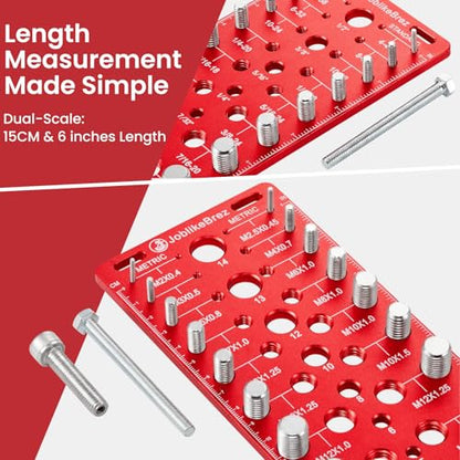 Thread Checker, 60 Nut and Bolt Thread Checker, 20 Standard & 20 Metric & 20 Drill/Screw Gauge, Bolt Size Finder, Wall-Mountable Bolt Thread Identifier Gauge with Inch & CM Ruler - size: 60 Thread Checker