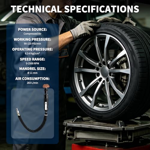 Pneumatic Tire Plug Tools Kit 2500RPM Low Speed Tire Buffer Grinder with Tungsten Steel Grinding Head, Tire Scraper, Rubber Pressure Roller Tire Patch Kit for Auto Tire Repair and Maintenance