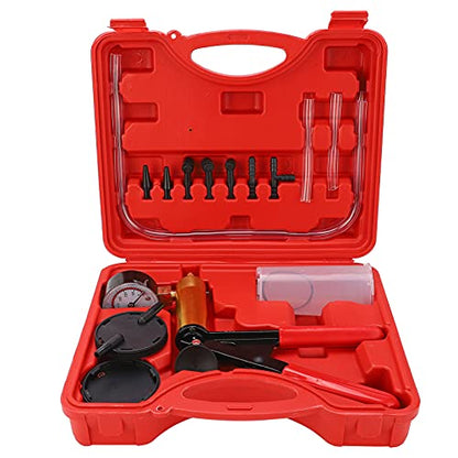 Aramox Hand Held Vacuum Pump Tester Kit for Brake Bleeding, Multi Functional Gauge with Carrying Case, Attach Hoses and Adaptors for Most Vehicles