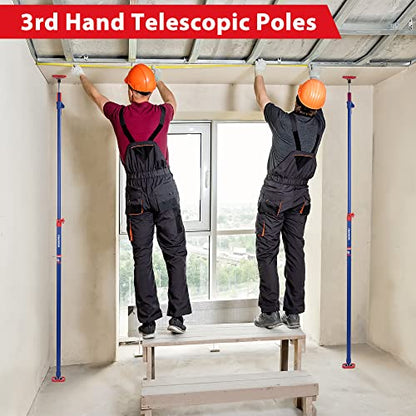 WORKPRO Cabinet Jack Support Pole, 54-114 Inches Steel Telescopic Quick Support Rod Adjustable 3rd Hand Support System with 154 lbs Capacity for Cabinet Jack, Drywall Jack& Cargo Bars, 4-Pack - size: Long-54"-114" 4PC