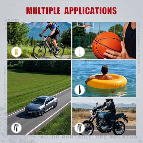 AVID POWER Tire Inflator Portable Air Compressor AC/DC, Automatic Tire Inflator with Gauge, 12V, 110V Small Air Compressor, Portable Air pump for Car Tires, Bikes, Motorcycles, Small inflatables