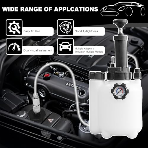 3L Brake Bleeder Kit with Universal Adapter, Manual Brake Bleeder Vacuum Pump Kit with 1L Brake Bleeder Bottle and 4 Master Cylinder Adapters, Brake Bleeding Kit Suitable for Most Vehicles