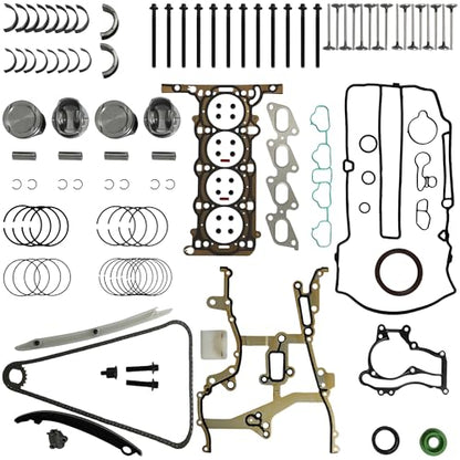 1.4L Engine Head Gasket Set Timing Chain Kit Fit For Chevy Buick L4 2011-16 | Engine Main & Rod Bearing Piston & Rings Fit For Chevy Cruze Sonic Trax Cruze Limited Encore HS26540PT-1 94311S 55577096 - size: timing chain kit head gasket set piston bearing