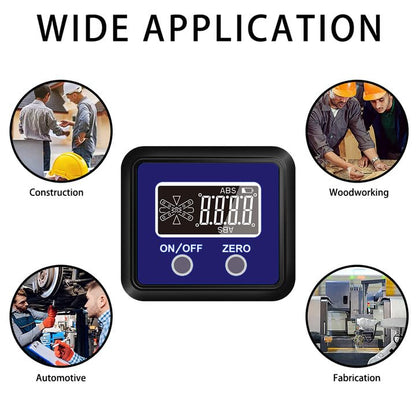 Digital Angle Gauge and Protractor, eOUTIL Digital Angle Finder Inclinometer Level Box with Magnetic Base for Woodworking, Table Saw, Construction, Drilling Machinery, Masonry - color: Blue