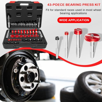 Bonbo Bearing Press Kit, 43 pcs Bearing Race and Seal Driver Set with Adapters and Handles, Seal Driver Installer Kit for Bearing Installation, Black Case
