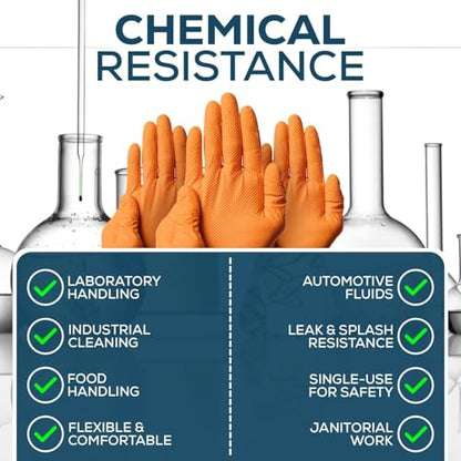 First Glove 8 Mil Heavy Duty Nitrile Gloves - Diamond Grip - Disposable Gloves for Mechanic, Automotive & Industrial Work - size: Large