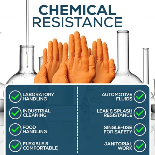 First Glove 8 Mil Heavy Duty Nitrile Gloves - Diamond Grip - Disposable Gloves for Mechanic, Automotive & Industrial Work - size: Small