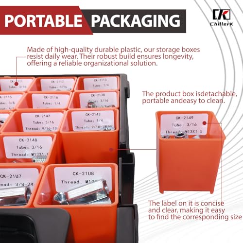 345 PCS Brake Line Fittings Kit,Reducer Bushing,Hex Nipple,Close Nipple,Reducing Hex Coupling,Hex Head Plugs,Hex head Cap,Socket Plug Kit - size: Mixed Sizes