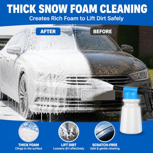 Car Wash Foam Gun for Garden Hose, Premium Foam Cannon Sprayer with Adjustable Foam Blaster, Car Wash Kit Soap Sprayer for Auto Detailing, Easy Connect Hose Foam Cannon-Blue - color: Blue