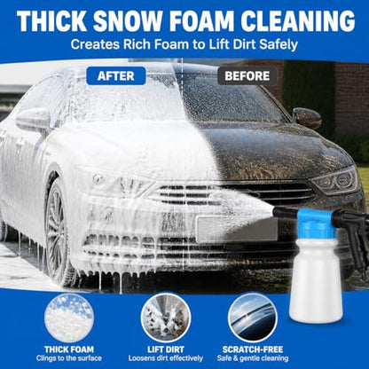Car Wash Foam Gun for Garden Hose, Premium Foam Cannon Sprayer with Adjustable Foam Blaster, Car Wash Kit Soap Sprayer for Auto Detailing, Easy Connect Hose Foam Cannon-Blue - color: Blue