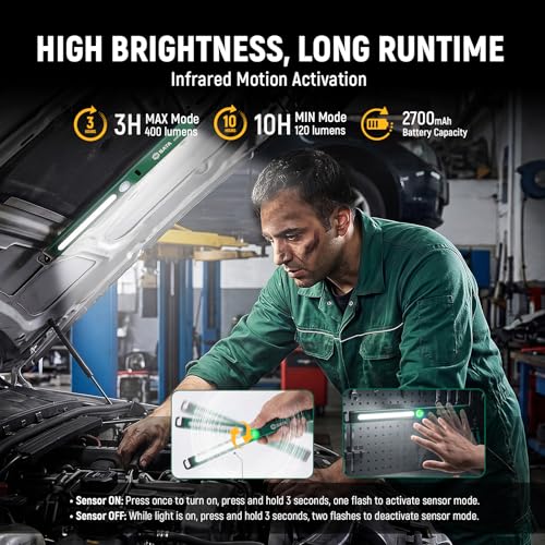 SATA Ultra-Slim Ruler-Style LED Inspection Light with Magnetic Back,400LM, 2700mAh, Rechargeable SMD Work Light for Underhood, Auto Repair, Garage, Workshop