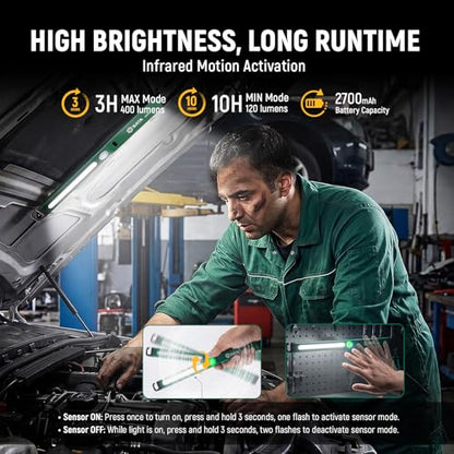 SATA Ultra-Slim Ruler-Style LED Inspection Light with Magnetic Back,400LM, 2700mAh, Rechargeable SMD Work Light for Underhood, Auto Repair, Garage, Workshop
