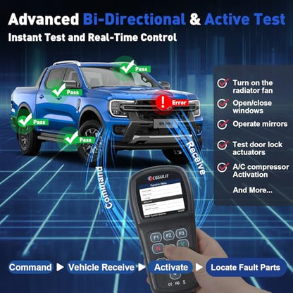OBD2 Scan Tool for Ford Lincoln Mercury Vehicles, All Systems Diagnostic Scanner Transmission Live Data ABS SAS EPB Car Code Reader with Engine Check Oil Reset Bi-Directional Functions, etc