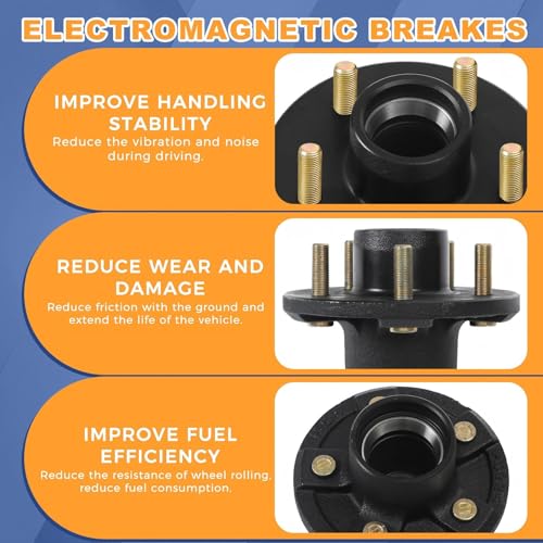 2-Pack 5 Lug Trailer Idler Hub Assembly with Bearing Protectors for 3500 lbs Axle, 5x4.5 Bolt Pattern, Complete Kit with Bearings, Seal, Dust Cap, Studs, Nuts and Bearing Protectors - color: Black-26