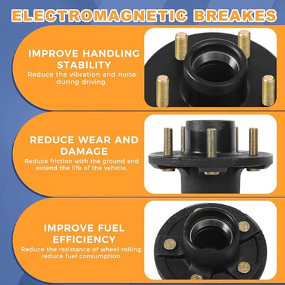 2-Pack 5 Lug Trailer Idler Hub Assembly with Bearing Protectors for 3500 lbs Axle, 5x4.5 Bolt Pattern, Complete Kit with Bearings, Seal, Dust Cap, Studs, Nuts and Bearing Protectors - color: Black-26