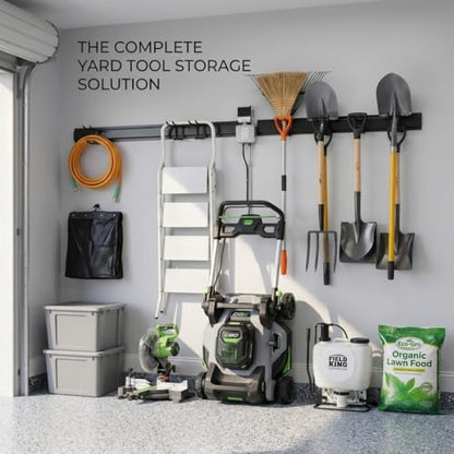 Aking Ace 96-Inch Heavy Duty Wall Mount Garden Tool Organizer for Garage | Adjustable hangers perfect for shovels, rakes, and Garage Tools, Heavy-duty rack holds 700lbs. Ideal for shed organization - size: 96inch