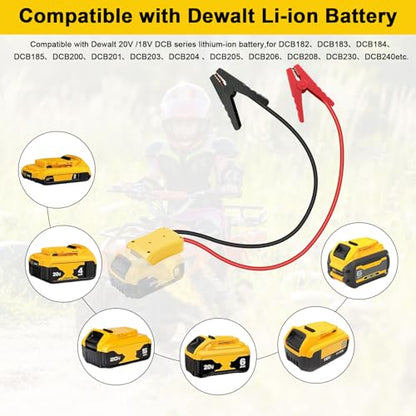 Jumper Cable Clamps for DeWalt 20V Battery Jump Starter, 2.0FT 8AWG Heavy Duty Car Battery Jumper Cable with Adapter for DeWalt, Portable Automotive Battery Booster Cable with Storage Case - size: 2.0 Ft