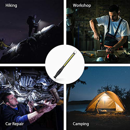 LED Work Light 800 lumens 3300mAh Rechargeable Work light Magnetic Flashlight COB Work Light Handheld Portable Worklight Inspection Light for Car Repair Machine Garage Emergency(2 pack) - size: 2 Pack