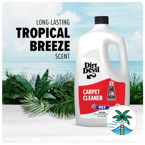 Dirt Devil Pet Carpet Cleaner Solution, 64 oz., Tropical Breeze Scent, Carpet Shampoo Solution, Eliminates Pet Stains and Odors, Pair with Dirt Devil Full Size Carpet Cleaner Machines - style: 64 fl oz (Pack of 1)