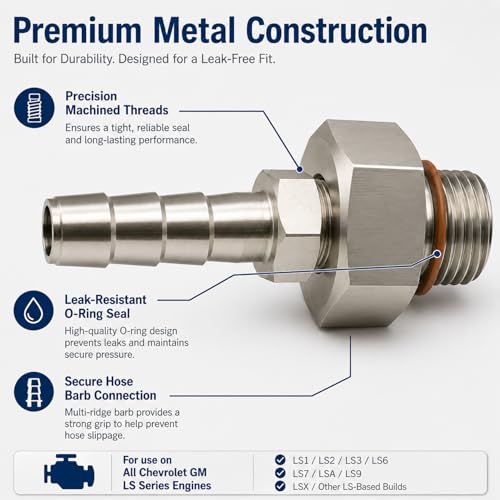 Oil Pump Priming Adapter Kit Compatible with All Chevy GM, LS Engines LS1 LS2 LS3 LSX 5.3L 6.0L 6.2L，Stainless Steel Oil Drain Valve, M16x1.5 to 1/8 NPT Oil Pan Drain Plug