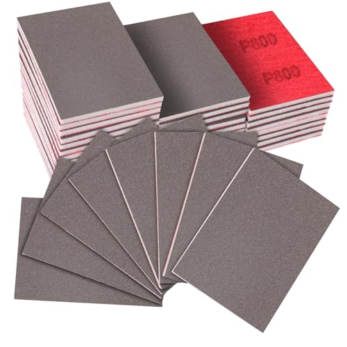 32 PCS 800 Grit Sanding Sponge, Soft and Flexible Sandpaper Block | 3 x 4 Inch, Hook and Loop, Wet and Dry Use, Washable and Reusable, Tear-Resistant Polishing Pads for Metal Auto Paint Wood - style: 32Pcs 800Grit