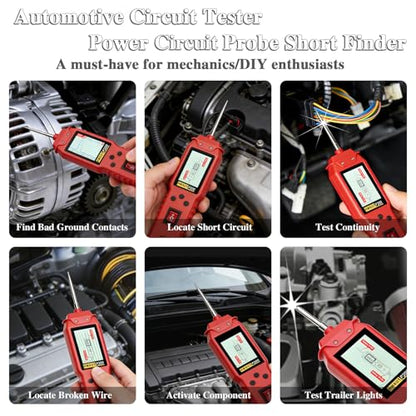 Automotive Circuit Tester, Power Circuit Probe Short Finder with Multimeter & Oscilloscope, 0-36V DC/AC Voltage, PWM Drive, Component Activation, Tester Electric 16.4FT Cable for Car Truck RV
