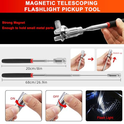 13 Pcs Precision Pick and Hook Tool Set with Clip Removal Plier Rivets Puller Fastener Remover Telescoping Magnetic Pickup Gasket Scraper for Electronics Maintenance Pick Tools Automotive Repair - color: red