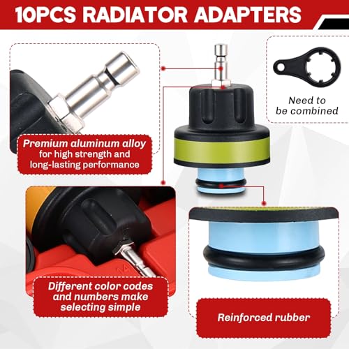 18PCS Radiator Pump Pressure Tester Kit | Coolant Pressure Tester Kit Cooling System Pressure Tester Kit for Automotive Cooling System Water Tank Leakage Detection