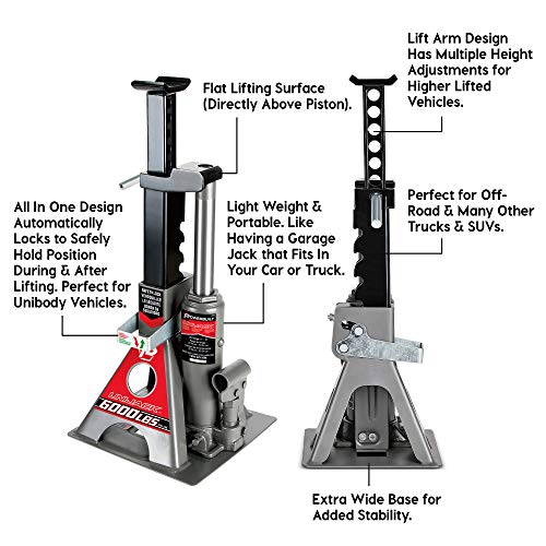 Powerbuilt 3 Ton, Bottle Jack and Jack Stands in One, 6000 Pound Capacity, All-in-One Car Lift, Heavy Duty Vehicle Unijack, Wide Base, 620471 - size: 6000lb, Unijack