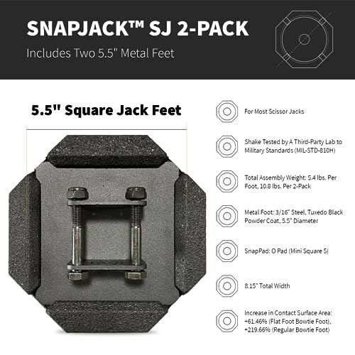 SnapPad SnapJack™ SJ (Pack of 2) | Two-Point Trailer Jack Stands Featuring 5.5" Metal Foot | Adds 61% Additional Surface Area, 3.79 lbs. Per Pad & 7.25" Total Width | Must-Have RV Accessories - size: SnapJack 2PK