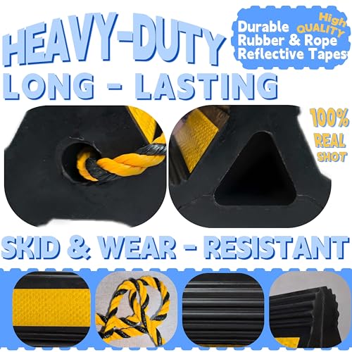 Goshen Sun-Heavy Duty Rubber Wheel Chocks with Reflective Strips,2 Pieces(8.25x4.5x4 Inch),All-Weather, Non-Slip,Wear-Resistant & Portable Parking Security for Airplan, RV, Trailer (1-Pair, Yellow) - color: 1-Pair Yellow