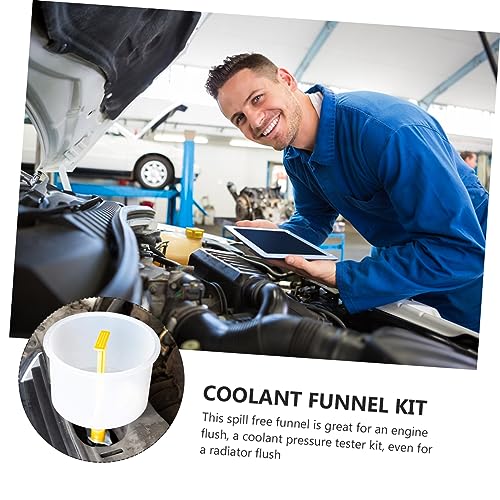 Spill Coolant Filling Funnel Kit Radiator Tool with Long Burp Design Prevents Spills Trapped Air During Fluid Refills Convenient for Automotive Maintenance