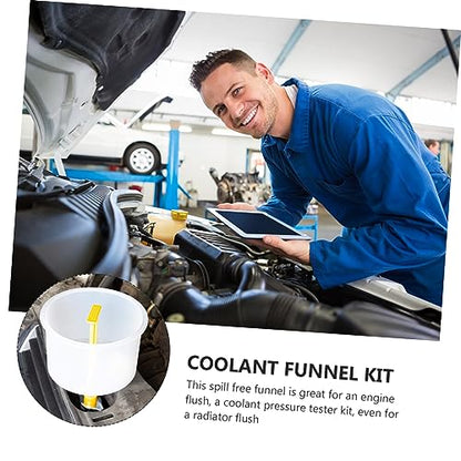 Spill Coolant Filling Funnel Kit Radiator Tool with Long Burp Design Prevents Spills Trapped Air During Fluid Refills Convenient for Automotive Maintenance