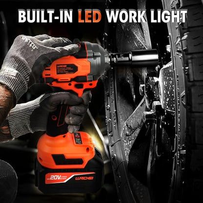 LLNDEI Cordless Impact Wrench 1/2 Inch, Power Impact Gun Kit, Max 550N.M/405Ft-lbs, 3900RPM, High Torque Electric Impact Driver with Drill Bits, Screwdriver Bits and sockets