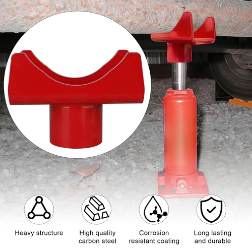 Bottle Jack Adapters, Axle Saddle for 2", 3", 4" Round & 2" Square Tube, Bottle Jack Extension for RV Trailer, Within 1.5" Lifting Platform, Garage, Farm & Ranch (Red) - color: Red