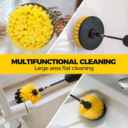 Holikme 6Pack Drill Brush Power Scrubber Cleaning Brush Extended Long Attachment Set All Purpose Drill Scrub Brushes Kit for Grout, Floor, Tub, Shower, Tile, Bathroom Black | 5 Head Sizes, Black Nylon Fibers, Power Scrubber Attachments for Tile, Tub, Show