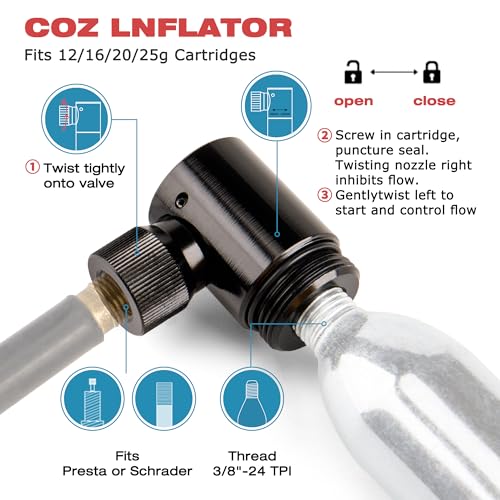 CO2 Inflator Kits, Presta and Schrader Valve Compatible, CO2 Bike Tire Pump for Mountain and Road Bicycles - style: STYLE:C