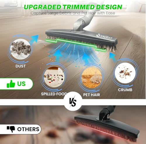 1.25 Inch Stainless Steel Vacuum Extension Wand Compatible with Vacuums using 1 1/4 Inch (1.25in) 32mm Accessories - 1 1/4 Vacuum Extension Tube for Shop Vac (Extension Wand and Hard Floor Brush) - style: Extension Wand and Hard Floor Brush