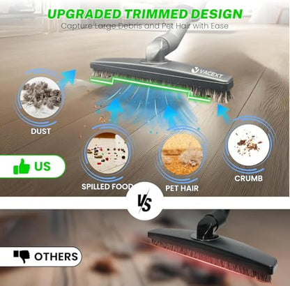 1.25 Inch Stainless Steel Vacuum Extension Wand Compatible with Vacuums using 1 1/4 Inch (1.25in) 32mm Accessories - 1 1/4 Vacuum Extension Tube for Shop Vac (Extension Wand and Hard Floor Brush) - style: Extension Wand and Hard Floor Brush