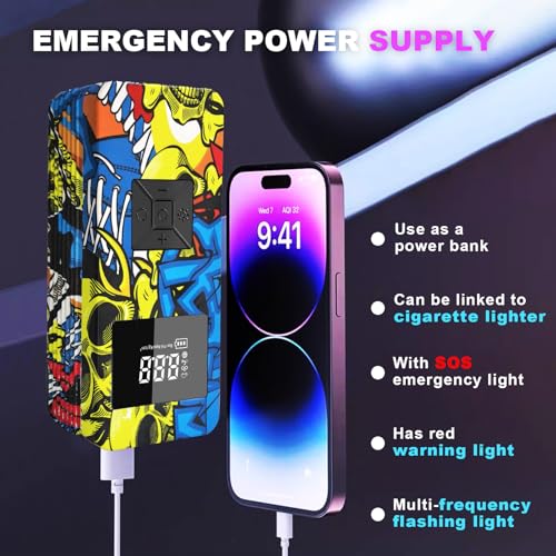 Jump Starter with Air Compressor, 8000A 150PSI Battery Jumper Starter Portable Tire Inflator Pump, 12V Jump Box Car Battery Jump Starter with Smart Jumper Cables, LED Light, LCD Display - size: Standard Version