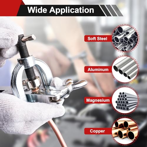 Clatoon Brake Line Double & Single Flaring Tool Kit with Tubing Cutter, Brake Line Repair Kit for Copper, Aluminum, Brake Line and Brass Tubing, Flare Tool kit Includes 5 Adapters, 45 Degrees