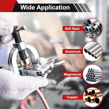 Clatoon Brake Line Double & Single Flaring Tool Kit with Tubing Cutter, Brake Line Repair Kit for Copper, Aluminum, Brake Line and Brass Tubing, Flare Tool kit Includes 5 Adapters, 45 Degrees