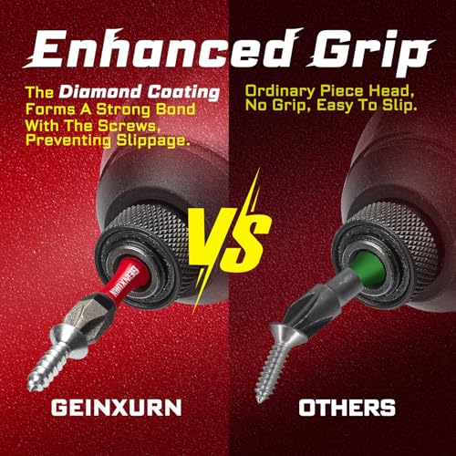 Geinxurn 20Pcs Multi-Size Diamond Coated Impact Screwdriver Bit Set, #2 Phillips Power Driver Bits, Magnetic S2 Steel PH2 Screwdriver Bits Set with 1Pcs Screwdriver Bit Holer - style: MIX-PH2-21PC