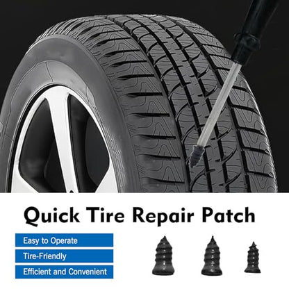 101 PCS Tire Repair Rubber Nail, 3 Size Vacuum Tire Repair Kits Spiral Rubber Screws, Fast Self-Service Tool for Car, Truck, Motorcycle, Tractor Tire Puncture Repair (Black) - size: 101PCS Screwdriver included