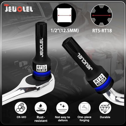 RT12 Spline Bit Socket, 1/2" Drive Spline Hex 6 Point Impact Socket | 3-Inch, Cr-Mo Steel, Lengthen Screwdriver Adapter for Electric Ratchet Wrenches, Fastening Screws, Socket Wrench, Head Drill - size: RT12