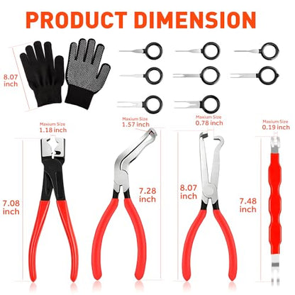 SnowyFox 5PCS Electrical Disconnect Pliers Set Automotive Removal Tool Kit | Automotive Electrical Terminal Connector Separator Removal Tool with Gloves & Storage Bag for Car Suv RV Repair