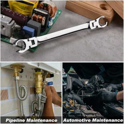 Flex Head Flare Nut Wrench 10 * 11mm Flare Nut Wrench Set Metric Flare Tool Double Flexible Flare Nut Line Wrench Flare Tool Flex Tools 40Cr for Automotive Repairs Plumbing Repairs - style: 10*11mm